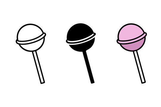 Round Lollipop Candy Stick Silhouette Vector Illustration