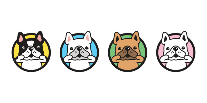 french bulldog dog vector cartoon character round border icon puppy pet doodle animal symbol illustration isolated design