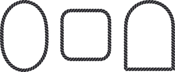 Minimalist nautical rope borders with curved corners creating geometric shapes isolated clean backdrop © Monjurul