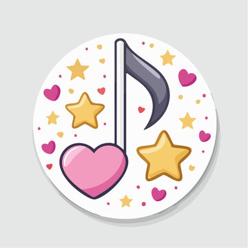 Musical Note with Heart and Stars