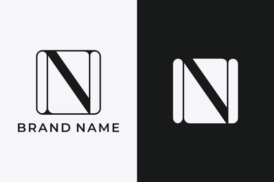 Minimal N letter geometric square logo