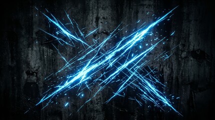 Abstract Blue Energy Streaks on Dark Textured Background