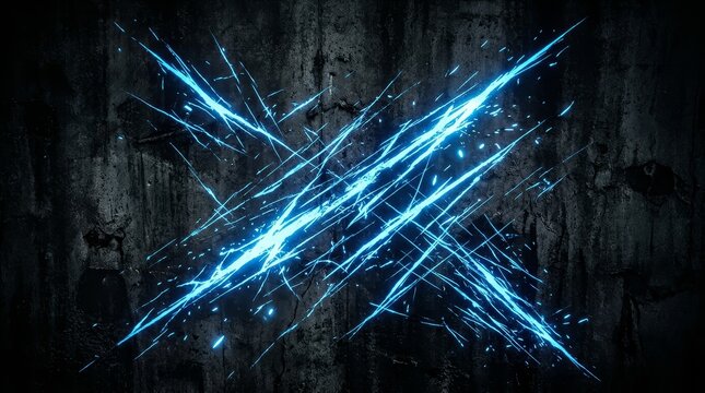 Abstract Blue Energy Streaks on Dark Textured Background