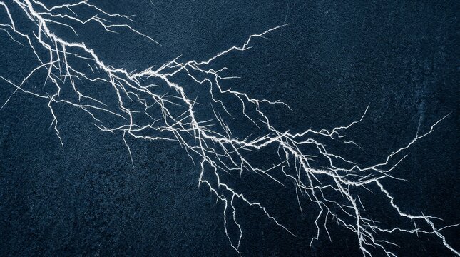 Bright lightning strike illuminates the dark stormy sky