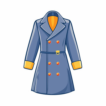 Double-breasted blue trench coat with orange lining
