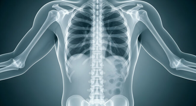 Human Upper Body Skeleton Anatomy X-ray View