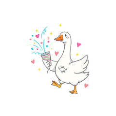 Obraz premium Birthday Theme Silly Goose clip art Illustration