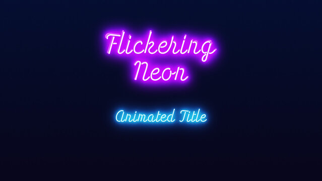 Flickering Neon Text in a Box with Gradient Background and Zoom