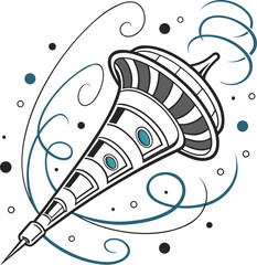 Space, UFO, Alien Spaceship, Futuristic Illustration, Vector Graphic © Bibha