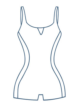 Sporty one-piece swimsuit outline vector illustration