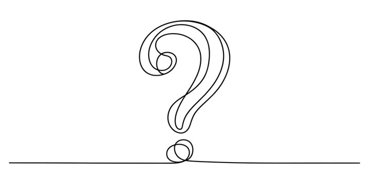 Continuous single line drawing of a question mark symbol