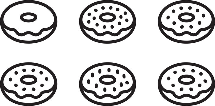 Cute Donut Pattern Illustration, Kawaii Pastry Seamless Background, Hand Drawn Bakery Icons vector design on transparent background.
