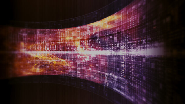 Futuristic screen display matrix, hi-tech digital data telemetry with encrypted numbers, display dynamic background for computer desktop screen display format