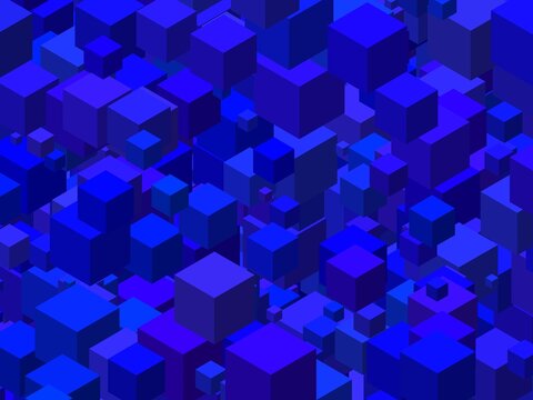 abstract cubes art blue on black