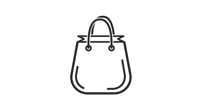 Simple black and white line of a leather handbag with shoulder strap purse accessory fashion