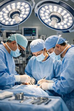 Surgeon performing operation in operating room