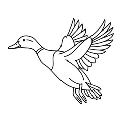 Obraz premium Minimalist Line Art Illustration of a Flying Duck.