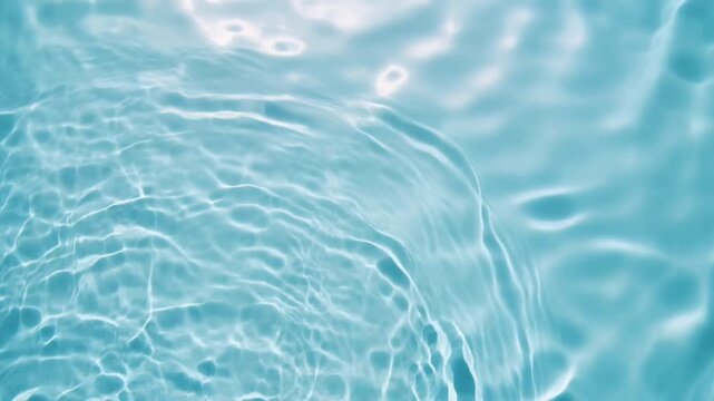 Crystal Clear Blue Water Ripples with Sparkling Sunlight Reflections in Swimming Pool, Calm Liquid Motion Background