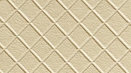 Fototapeta premium Luxury beige embossed faux-leather textured paper background with elegant diagonal quilted diamond pattern and organic grain.