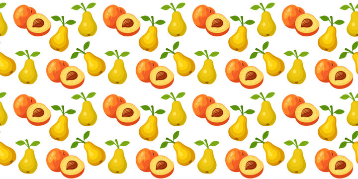 natural peaches and pears endless fruit pattern for textile print design