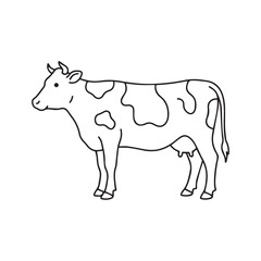 Fototapeta premium Simple line art drawing of a standing dairy cow.