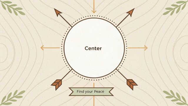 Central Circle with Outward Arrows and 'Find Your Peace' Banner