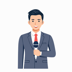 Obraz premium Man in Suit Holding Microphone