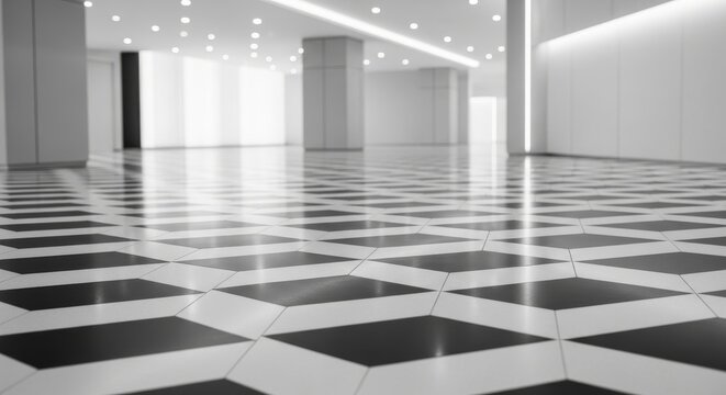 Monochrome Tessellated Floor Pattern in Modern Interior