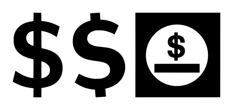 Profit margin icon set with solid black color featuring dollar sign, currency, finance with business and growth
