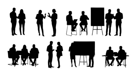 People presenting and discussing in meeting isolated on transparent background, Vector © Riyadkingline