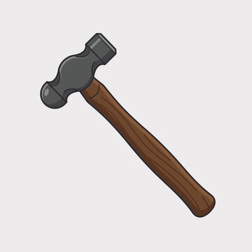 High-detail 3d render of a classic ball peen hammer with wooden handle, ideal for construction, DIY, craft, and tool-related projects in marketing and education.