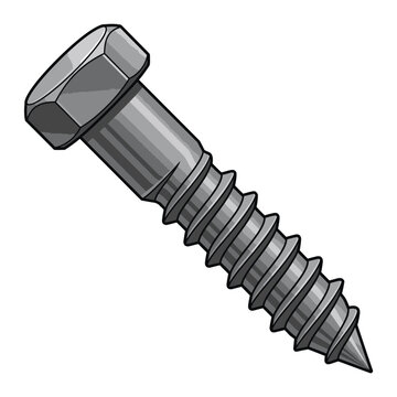 High-detail 3d rendering of a stainless steel hex lag screw, ideal for construction, engineering, and DIY projects. Perfect for technical manuals, product catalogs, and industrial design.