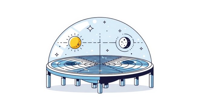 Stylized Flat Earth Celestial Model Diagram