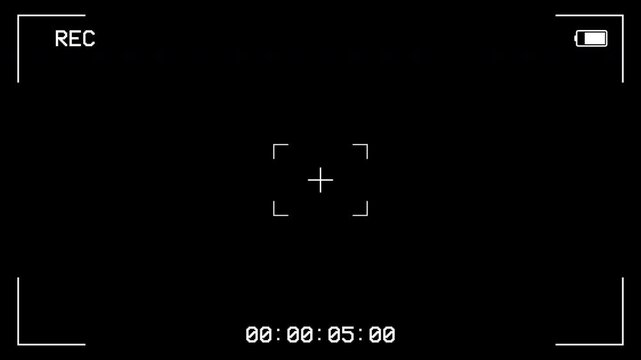 Cctv camera recording interface overlay, featuring a red record dot, timecode,designed for security footage simulations and video editing projects.