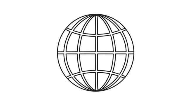 Wireframe Globe Earth Map Icon.