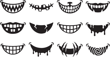 Halloween Monster Mouth Silhouette Set Spooky Teeth Icons © Vector 4 You