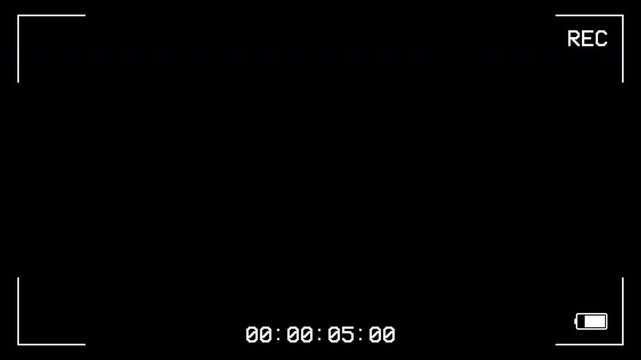 Cctv camera recording interface overlay, Video camera recorder screen overlay on a black background. 