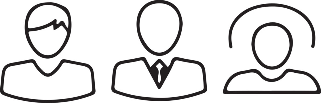 User Avatar Icons Set People Profile Line Style Business and Social User Symbols.