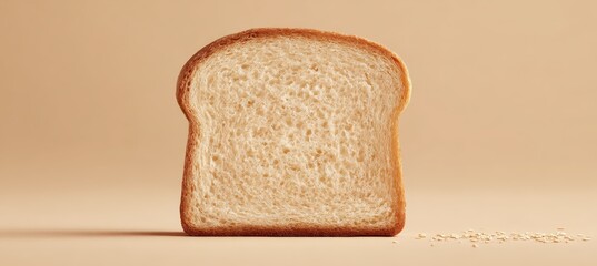 Isolated single bread slice seamless sand colored gradient background centered negative space