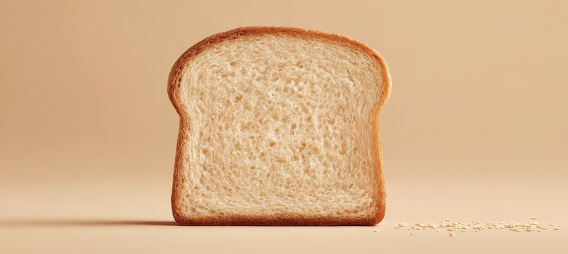 Isolated single bread slice seamless sand colored gradient background centered negative space
