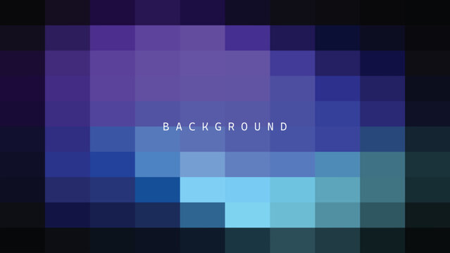 Geometric pixelated background with purple and blue mosaic squares pattern creating modern digital aesthetic for technology presentation and creative software interface