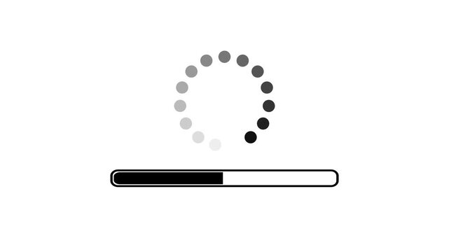 Animated of circle loading icon .Wheel loading concept icon. Animation of circle progress bar spinning animation. loading circle upload or download icon animated video.
