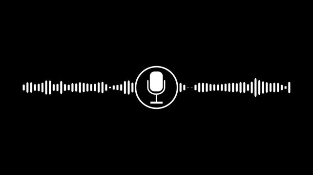 Podcast. Sound audio wave animation on transparent background with alpha channel.