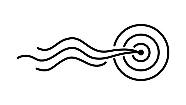 A professional minimalist black line vector icon of a wavy data stream with an editable stroke, perfect for depicting information flow, neural networks, audio waves, and technology connections.