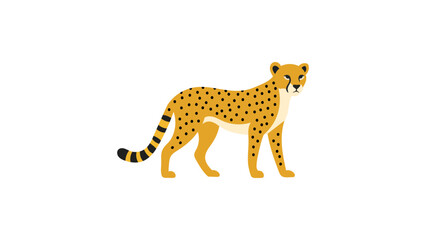 Modern flat vector icon of a cheetah with simple bold shapes on a white background, capturing the speed and elegance of the wild cat in a minimalist illustration for sport and wildlife brands. © MDRakibul