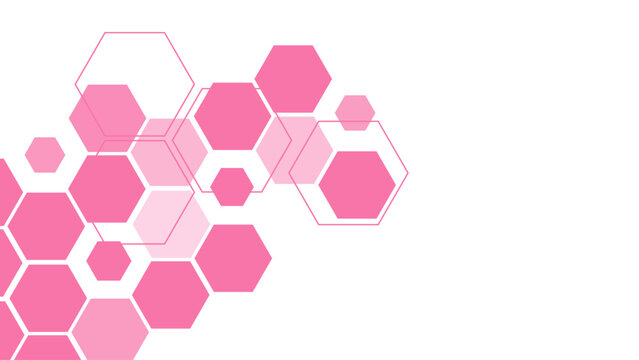 Pink Hexagon Abstract Background with Transparent Geometric Honeycomb Pattern Modern Design