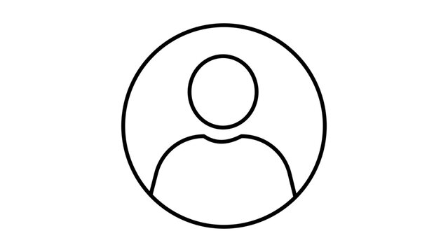 Minimalist black line vector illustration of a generic person user profile icon on white background featuring an editable stroke for adjustable line weight and scalable minimalist design.