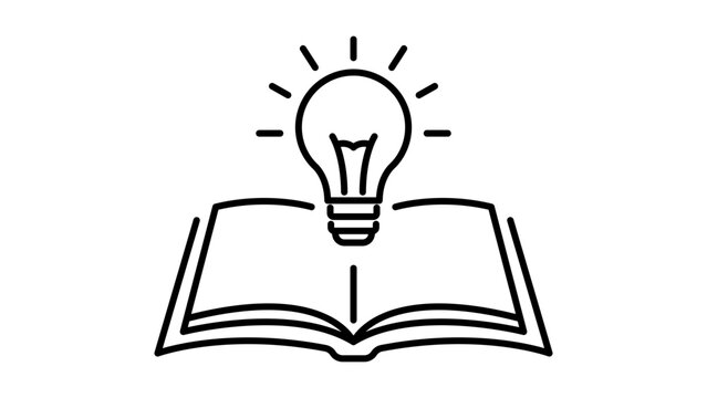 Knowledge base represented by an open book as a minimalist black line vector icon with editable stroke, perfect for education and learning resource illustration on a clean white background.