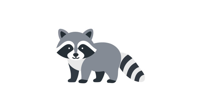 Bold raccoon vector illustration with modern flat design on white background, simple minimalist animal icon for wildlife branding and nature apps, clean geometric raccoon mascot character art.