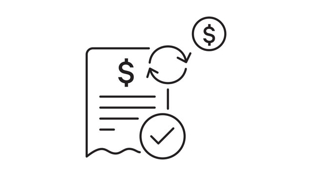 Subscription management minimalist black line vector icon with editable stroke on white background, representing recurring payment cycles, automated billing systems, and service renewals.